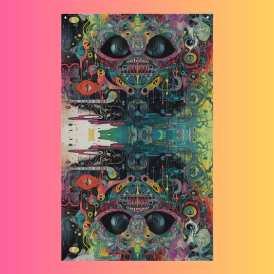 Psychedelic Festival Flag - 100% Polyester Wall Art for Rave Vibes