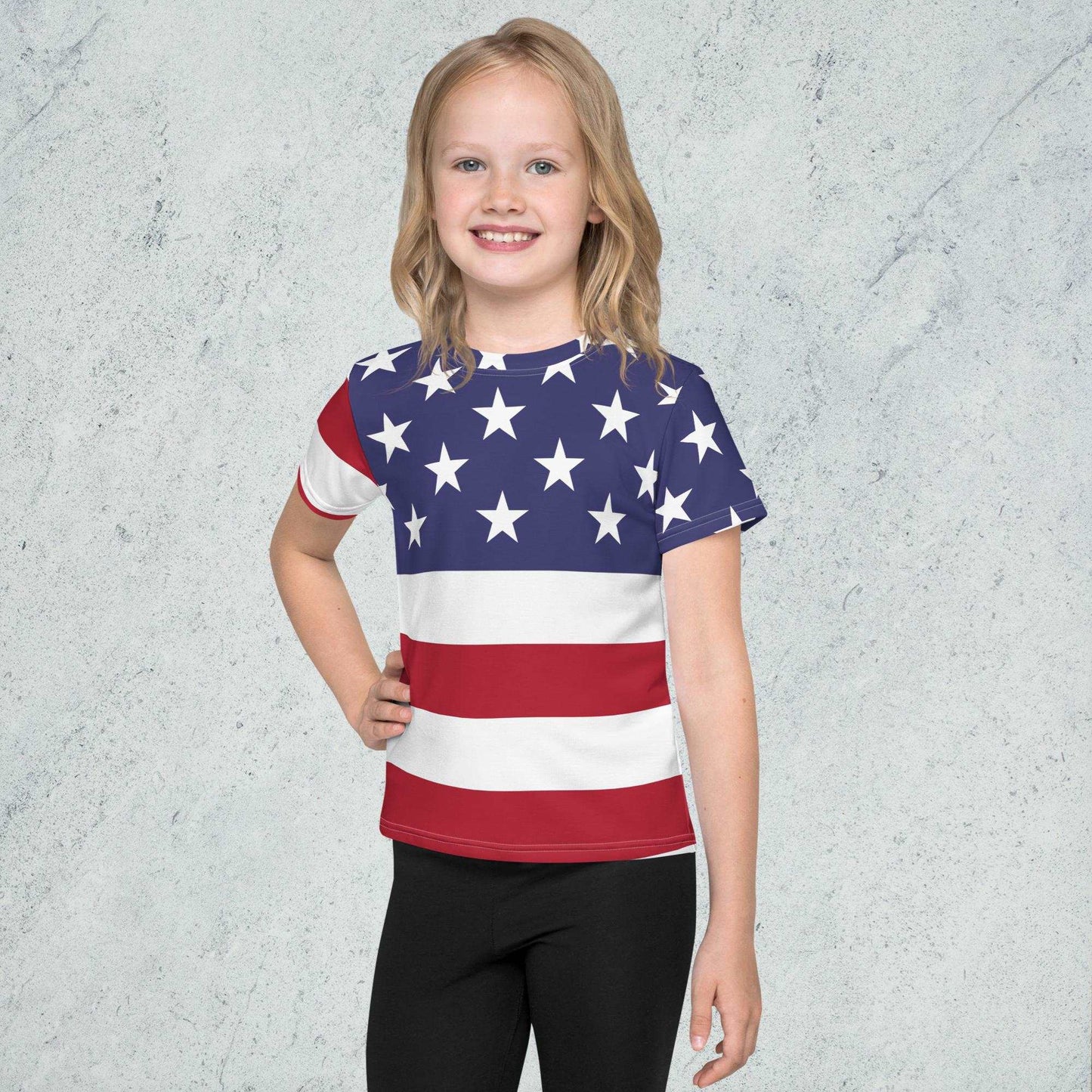American Flag Kids Crew Neck T-Shirt / USA Banner - Lizard Vigilante