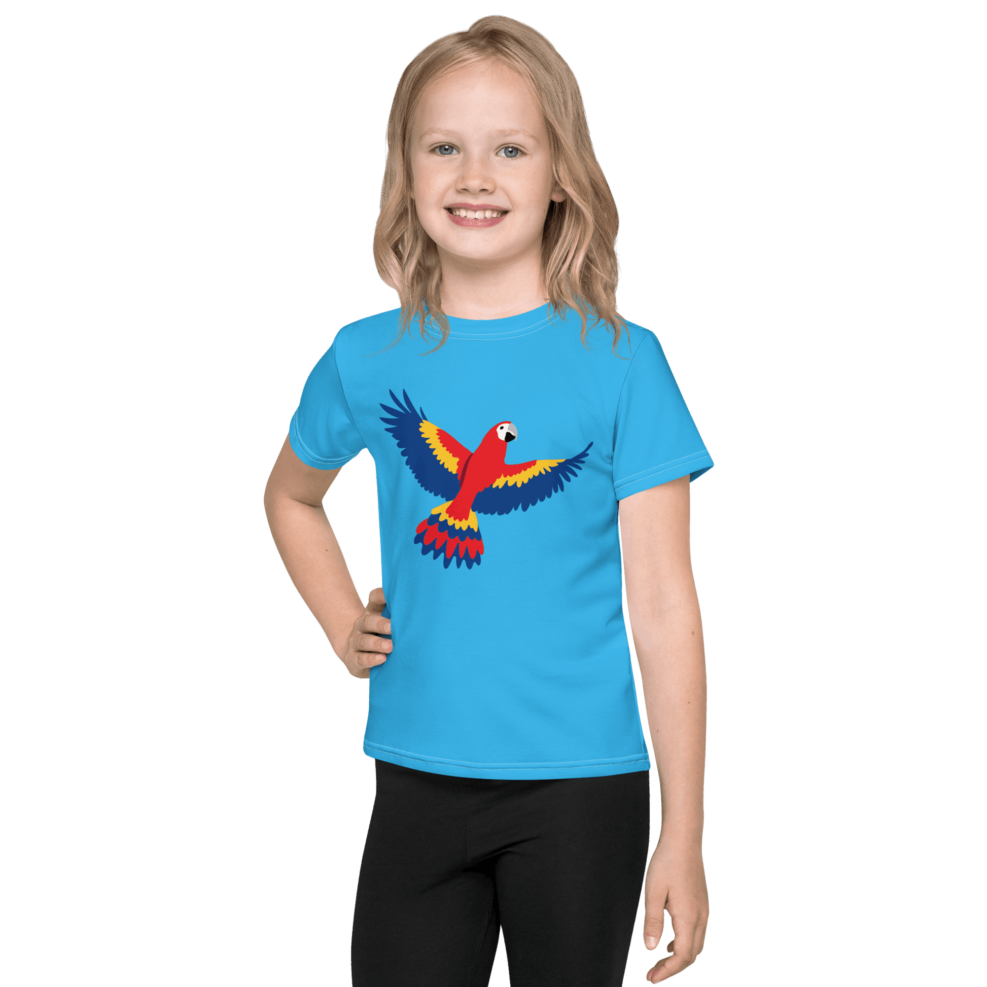 COLORFUL PARROT Kids Crew Neck T-Shirt / Children's Bird Tee - Lizard Vigilante