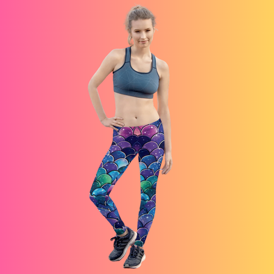 Vibrant Mermaid Scale Leggings for Rave & Festival Vibes