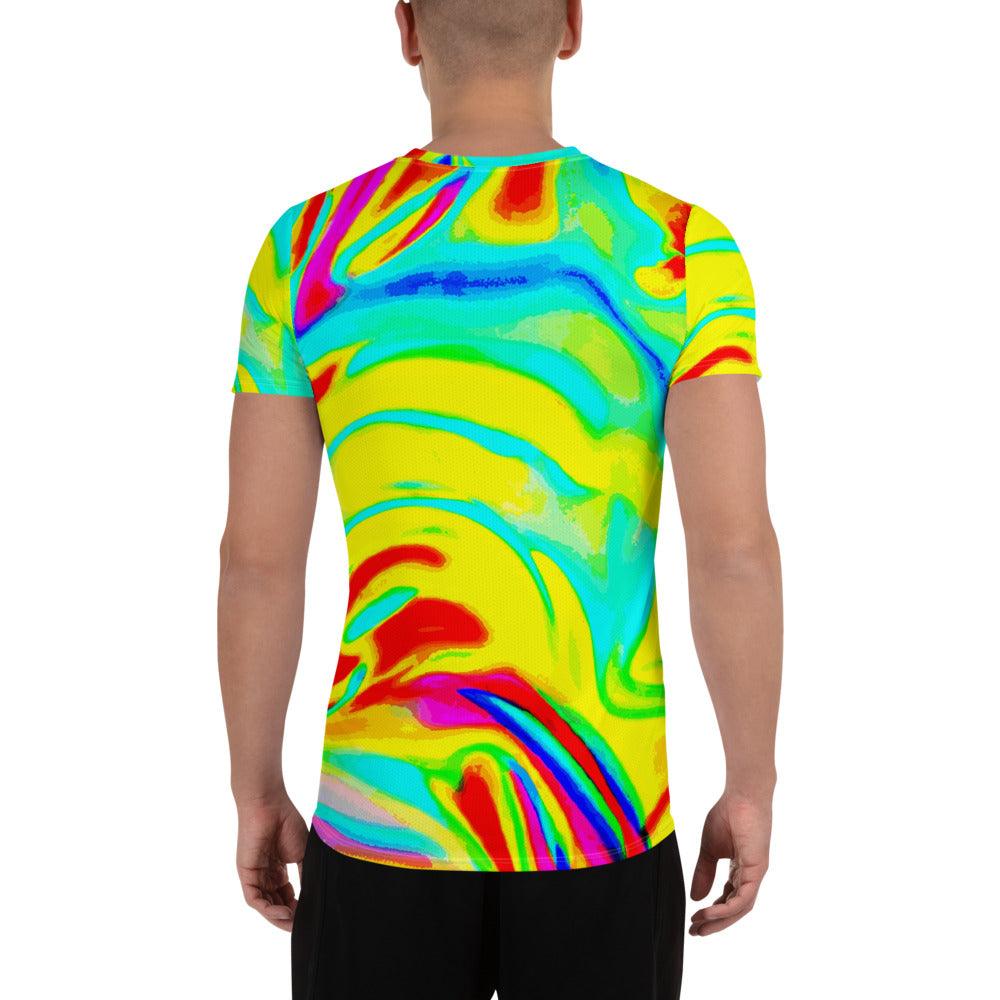 Bright Artists' Palette All-Over Print Men's Athletic T-shirt - Lizard Vigilante