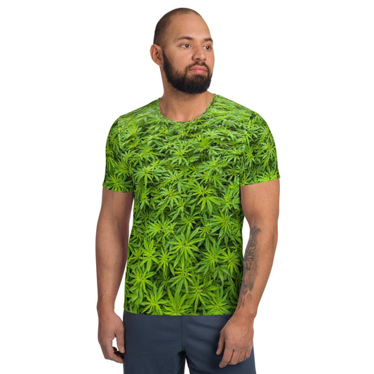 Weed All-Over Print Men's Athletic T-shirt - Lizard Vigilante