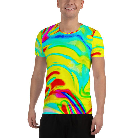 Bright Artists' Palette All-Over Print Men's Athletic T-shirt - Lizard Vigilante