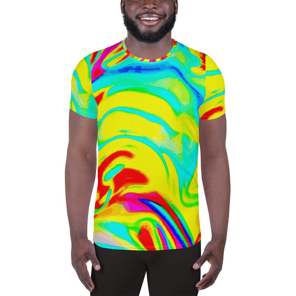 Bright Artists' Palette All-Over Print Men's Athletic T-shirt - Lizard Vigilante