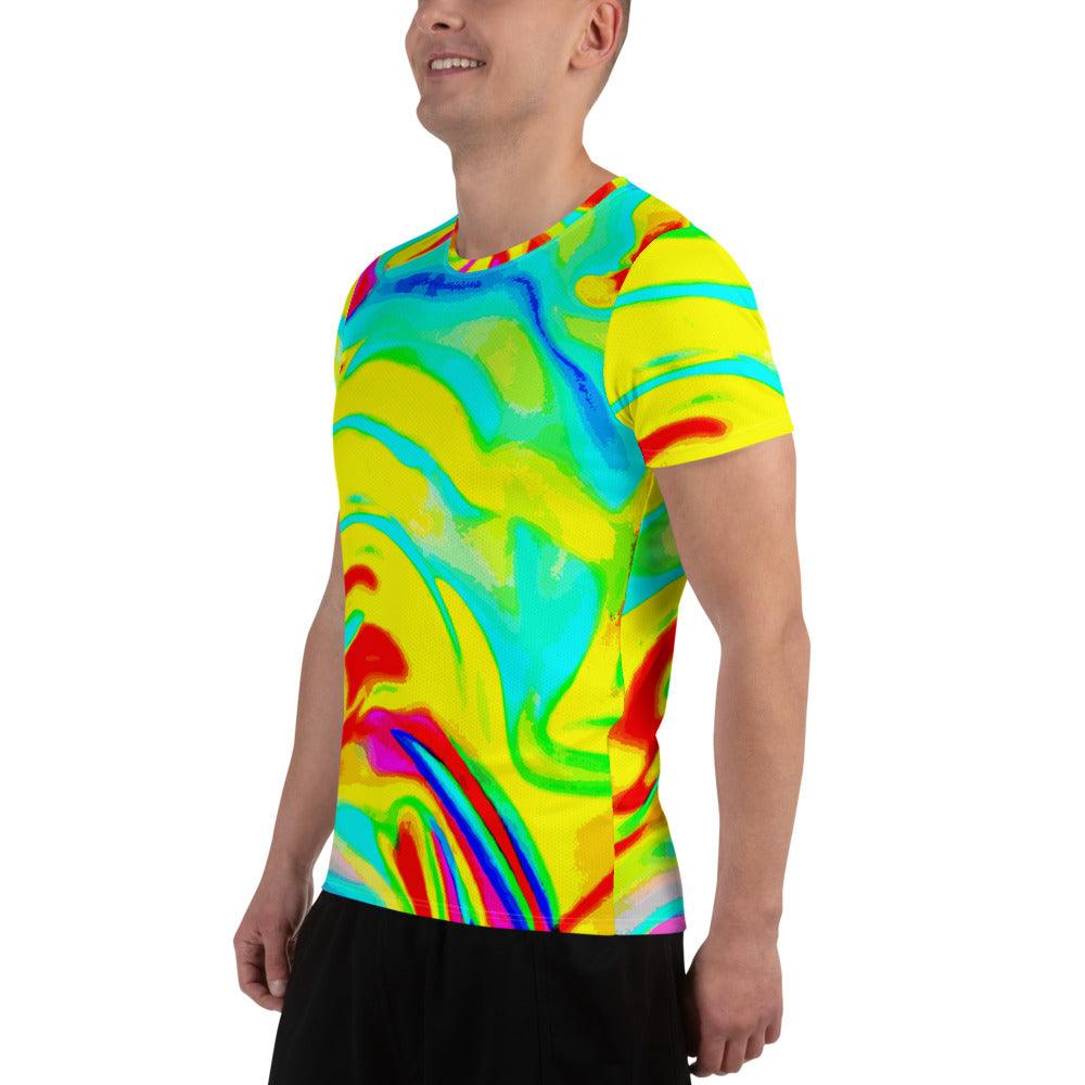 Bright Artists' Palette All-Over Print Men's Athletic T-shirt - Lizard Vigilante