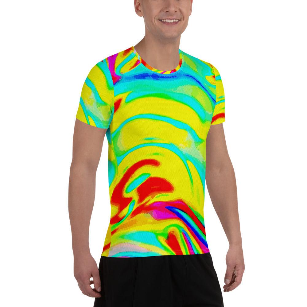 Bright Artists' Palette All-Over Print Men's Athletic T-shirt - Lizard Vigilante