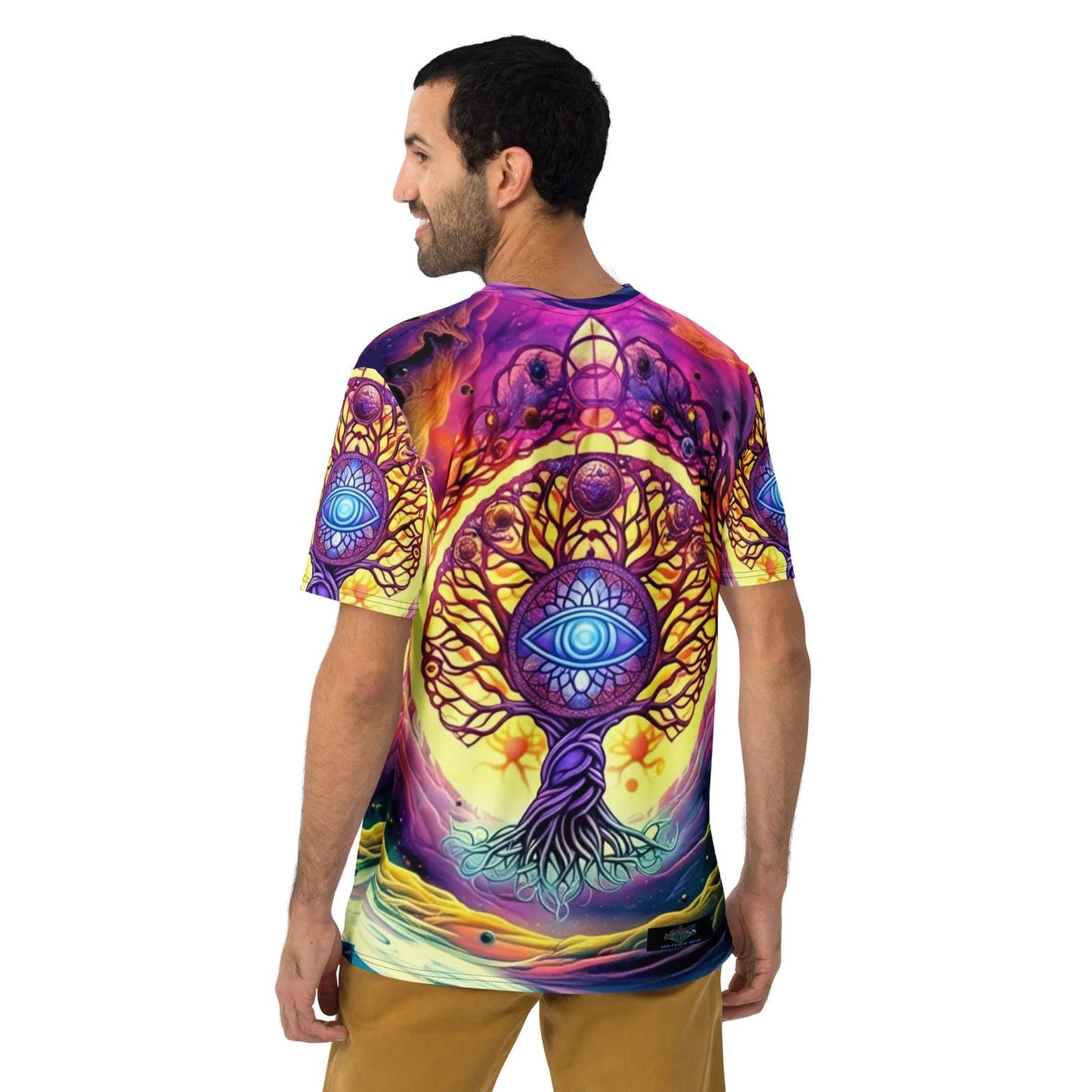 Galactic Vision Tree Men's T-Shirt for Epic Festival Vibes