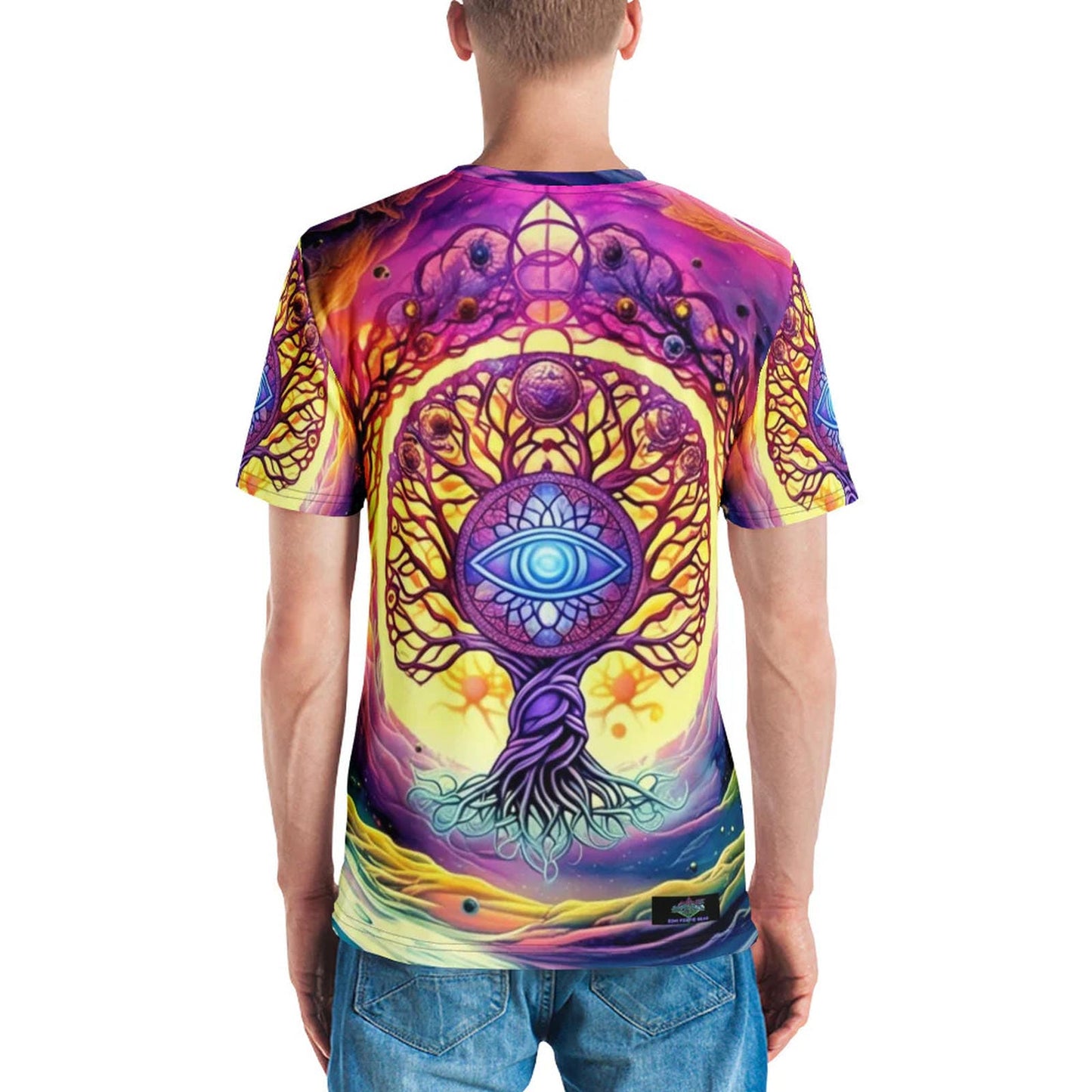Galactic Vision Tree Men's T-Shirt for Epic Festival Vibes
