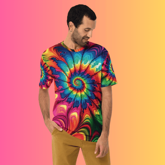 Vibrant Tie-Dye Men's T-Shirt for Raves and Festivals