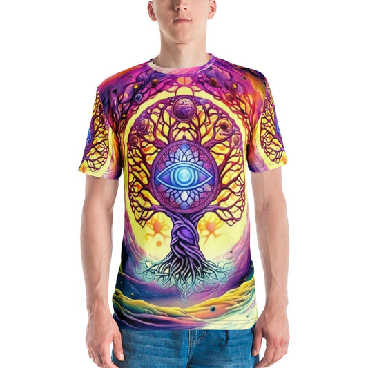 Galactic Vision Tree Men's T-Shirt for Epic Festival Vibes