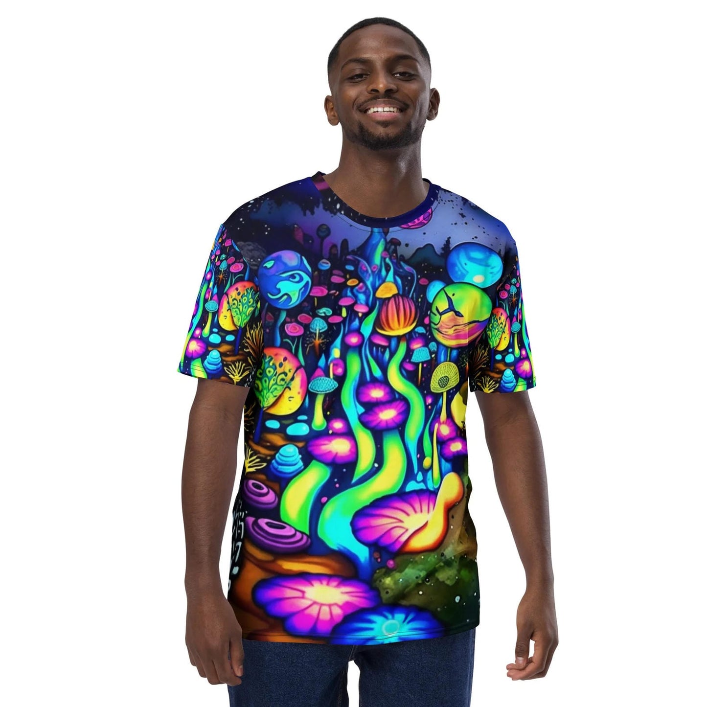 Vibrant Neon Rave Men's T-Shirt for EDM Festivals