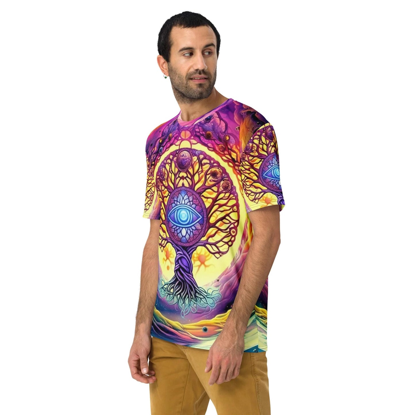 Galactic Vision Tree Men's T-Shirt for Epic Festival Vibes