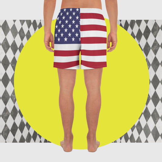 Freedom-Fueled American Flag Men's Recycled Athletic Shorts: Unleash Your Patriotic Style! - Lizard Vigilante