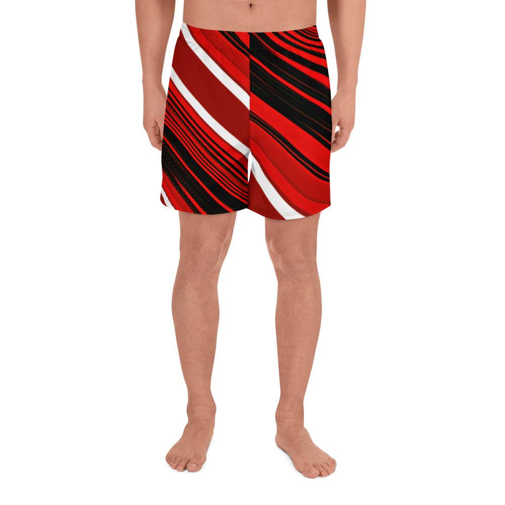 Red Sliced Men's Recycled Athletic Shorts - Lizard Vigilante