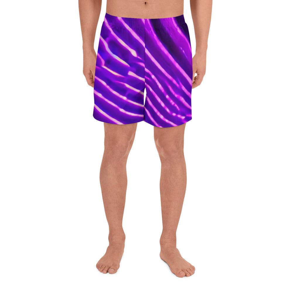 Neon Purplish Track Men's Recycled Athletic Shorts - Lizard Vigilante