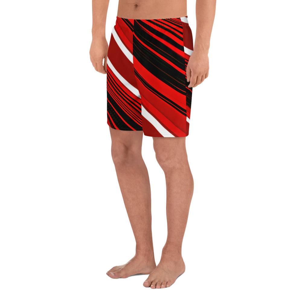 Red Sliced Men's Recycled Athletic Shorts - Lizard Vigilante