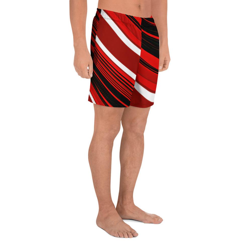 Red Sliced Men's Recycled Athletic Shorts - Lizard Vigilante