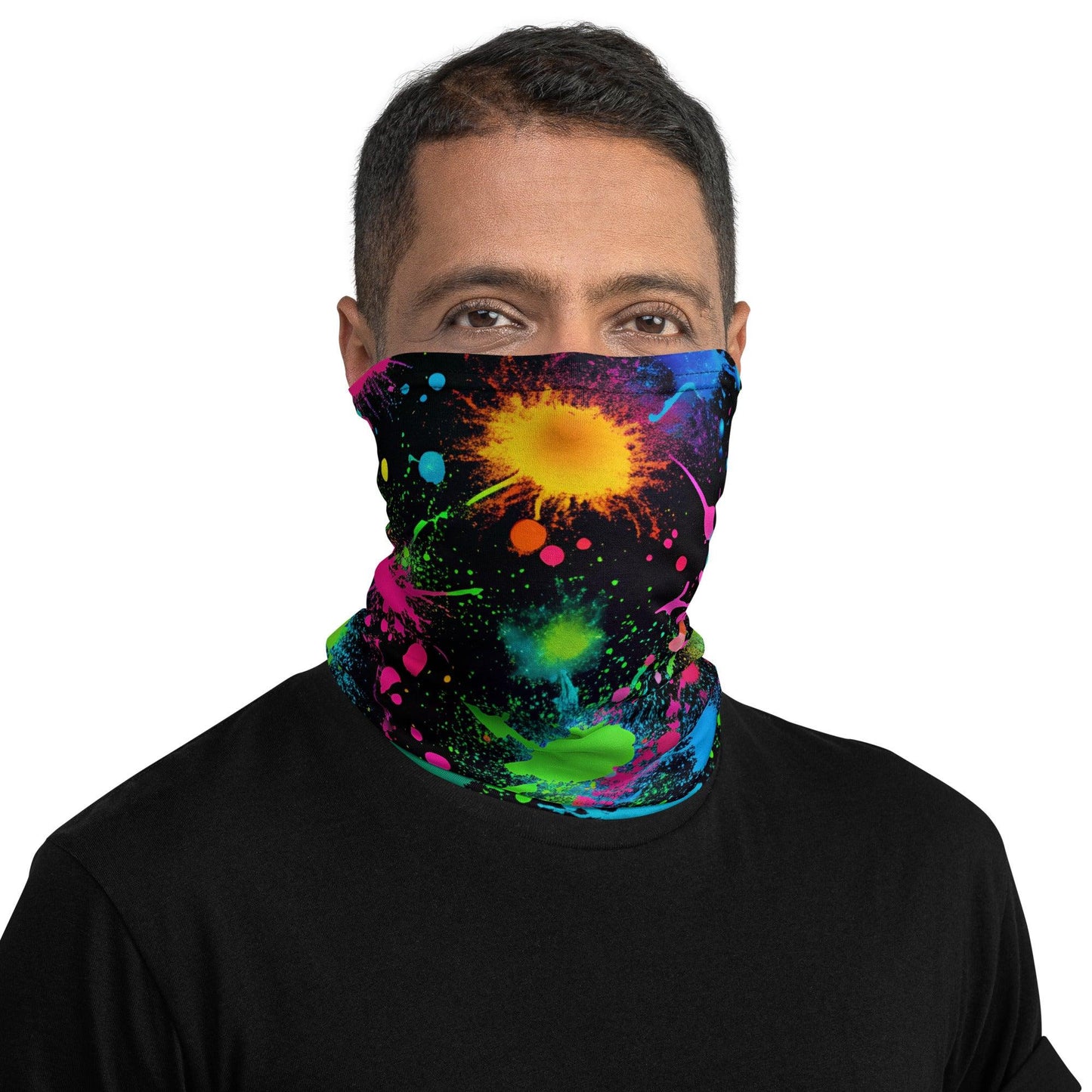 Vibrant Paint Splatter Neck Gaiter - Festival Essential