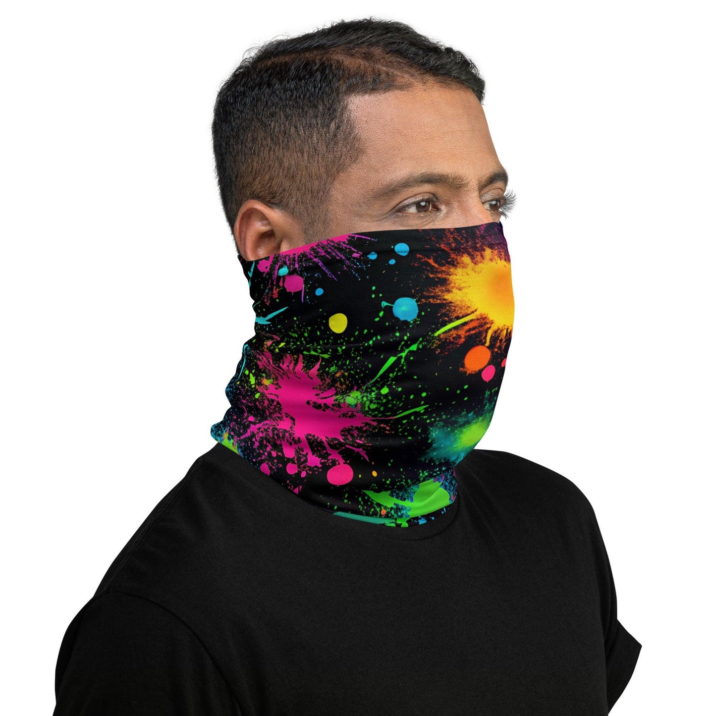 Vibrant Paint Splatter Neck Gaiter - Festival Essential