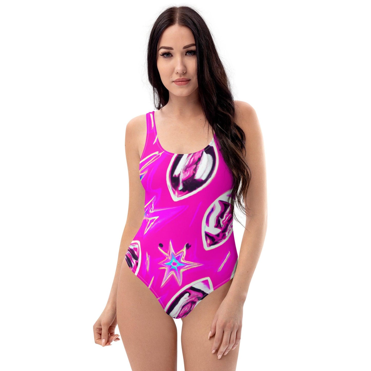 Unique Pink Football One-Piece Swimsuit Chlorine-Resistant - Lizard Vigilante