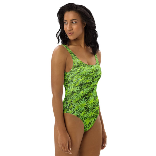 Marijuana One-Piece Swimsuit / Weed Swimwear - Lizard Vigilante