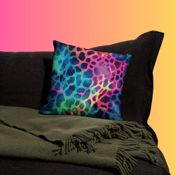 Vibrant Neon Leopard Print Festival Pillow - Elevate Your Rave Experience