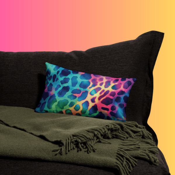 Vibrant Neon Leopard Print Festival Pillow - Elevate Your Rave Experience