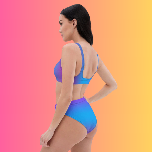 Vibrant Blue & Purple High-Waisted Bikini