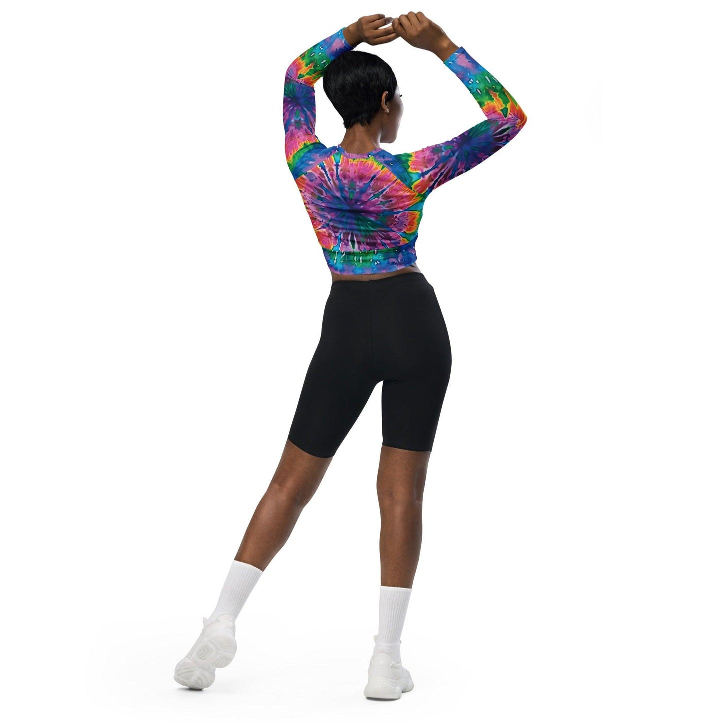 Vibrant Tie-Dye Long-Sleeve Crop Top for Music Festivals