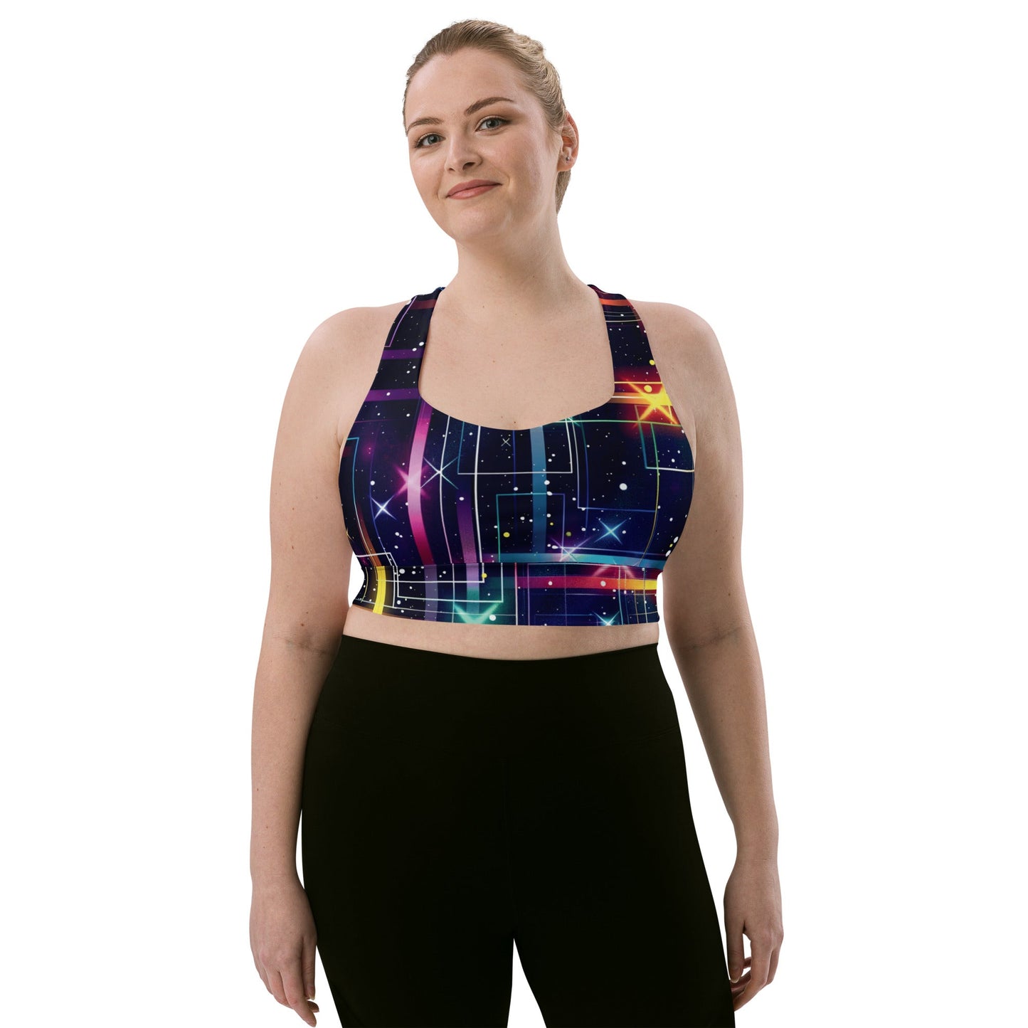 Psychedelic Longline Sports Bra for Raves & Festivals