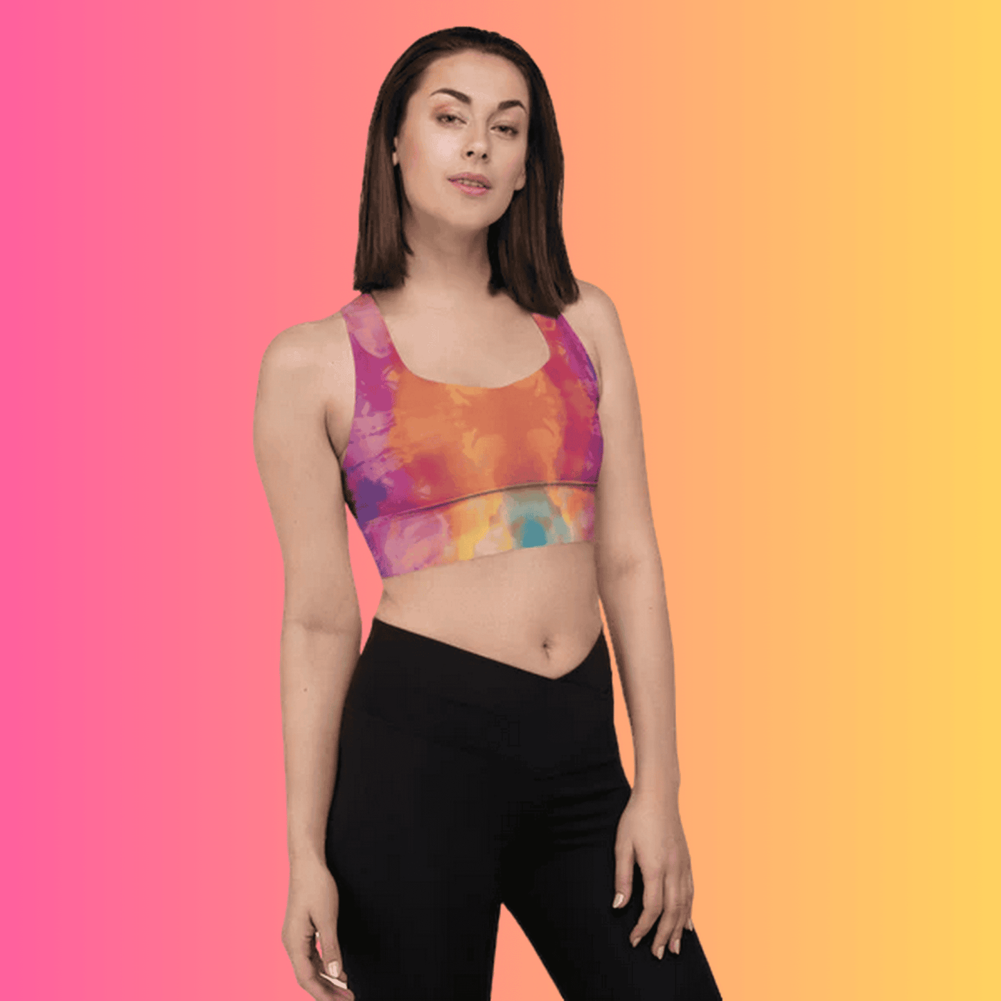 Vibrant Tie-Dye Longline Sports Bra for Festival Vibes