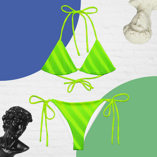 Greenee All-Over Print Green Recycled String Comfort Bikini - Lizard Vigilante