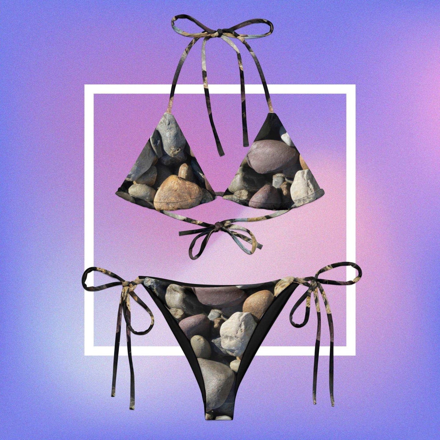 All-Over Print Recycled String Rock Bikini - Eco-Friendly - Lizard Vigilante