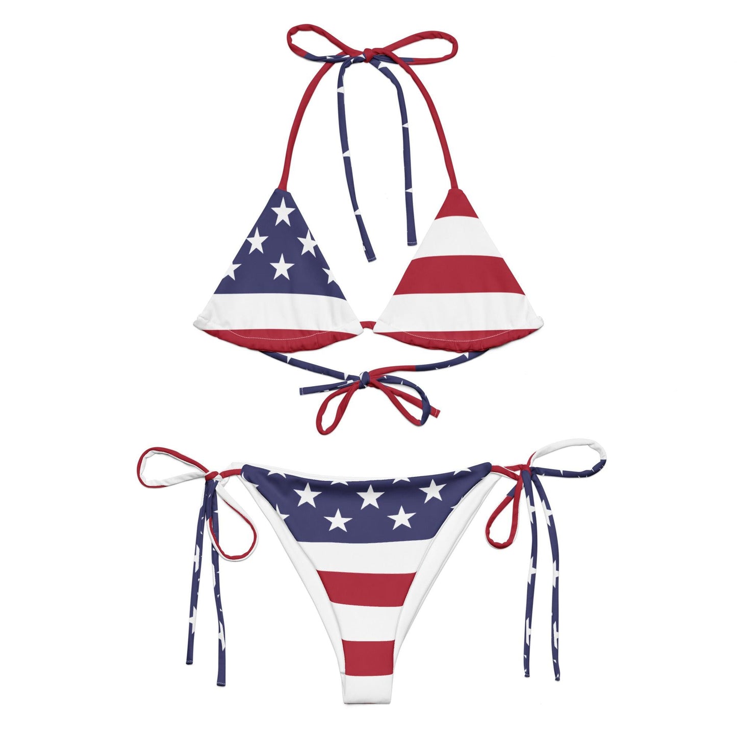 American Flag All-Over Print Recycled String Bikini / Comfy Old Glory Swimsuit - Lizard Vigilante