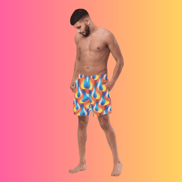 Vibrant Abstract Swim Shorts for EDM Festivals & Raves