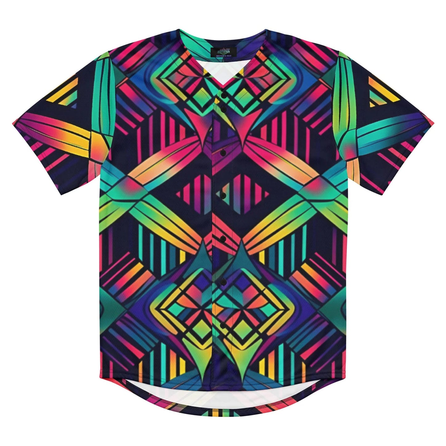 Neon Geometric Baseball Jersey for Rave Vibes