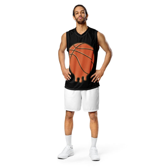 Revolutionary Unisex Large Melting Basketball Recycled Jersey: Make a Bold Statement on the Court! - Lizard Vigilante