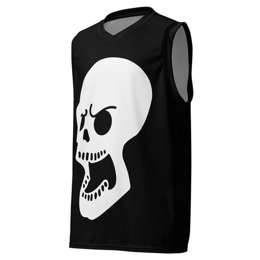 Revive Your Style with the Yelling Skull Recycled Unisex Basketball Jersey - Lizard Vigilante