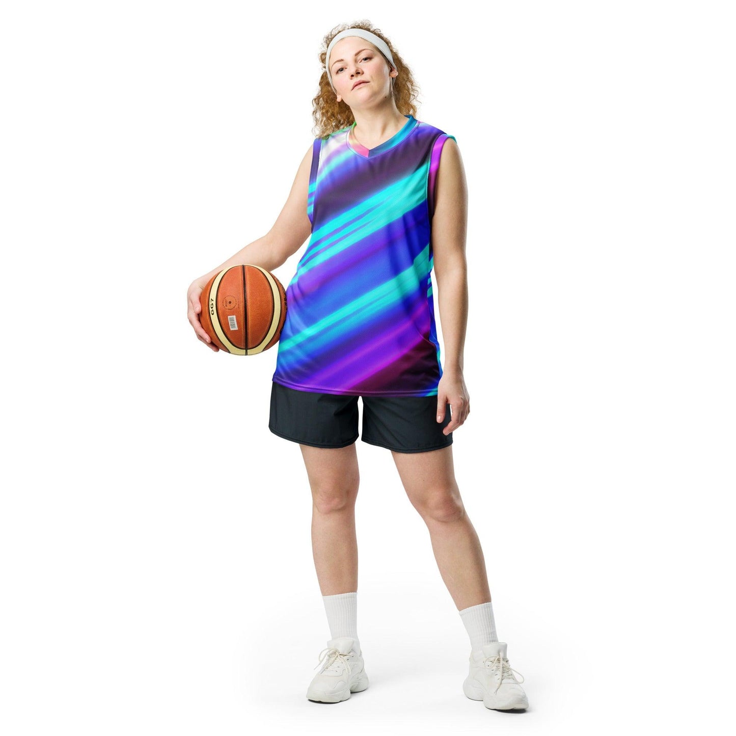 Purple Sliced Recycled unisex basketball jersey - Lizard Vigilante