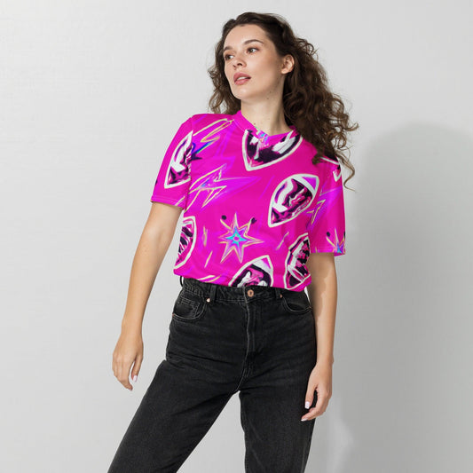 Pink Football Star Recycled Unisex Sports Jersey - Lizard Vigilante