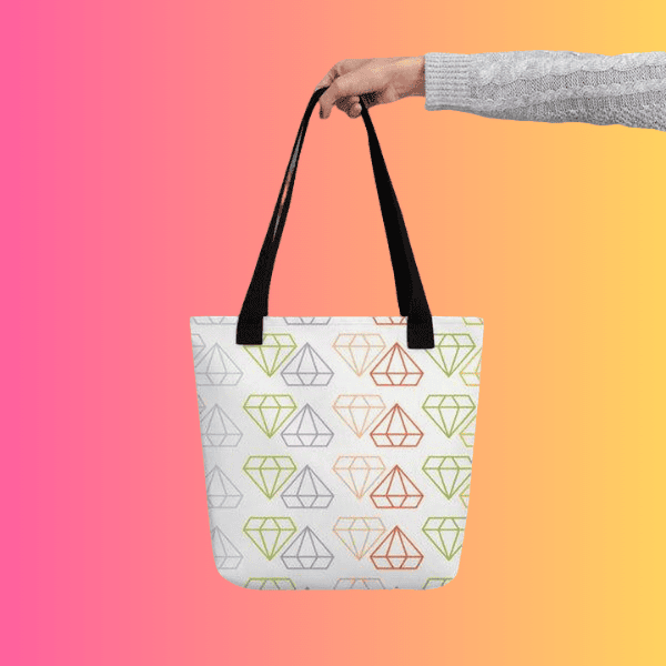 Vibrant Rainbow Diamond Festival Tote Bag - Perfect for Ravers and EDM Lovers