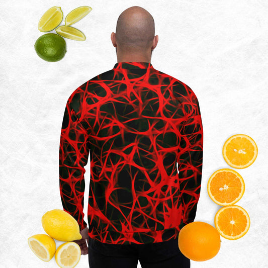 Introducing the Bold Red-Charged Unisex Bomber Jacket - Ignite Your Style with This Must-Have Fashion Statement! - Premium  from Lizard Vigilante - Just $59.55! Shop now at Lizard Vigilante