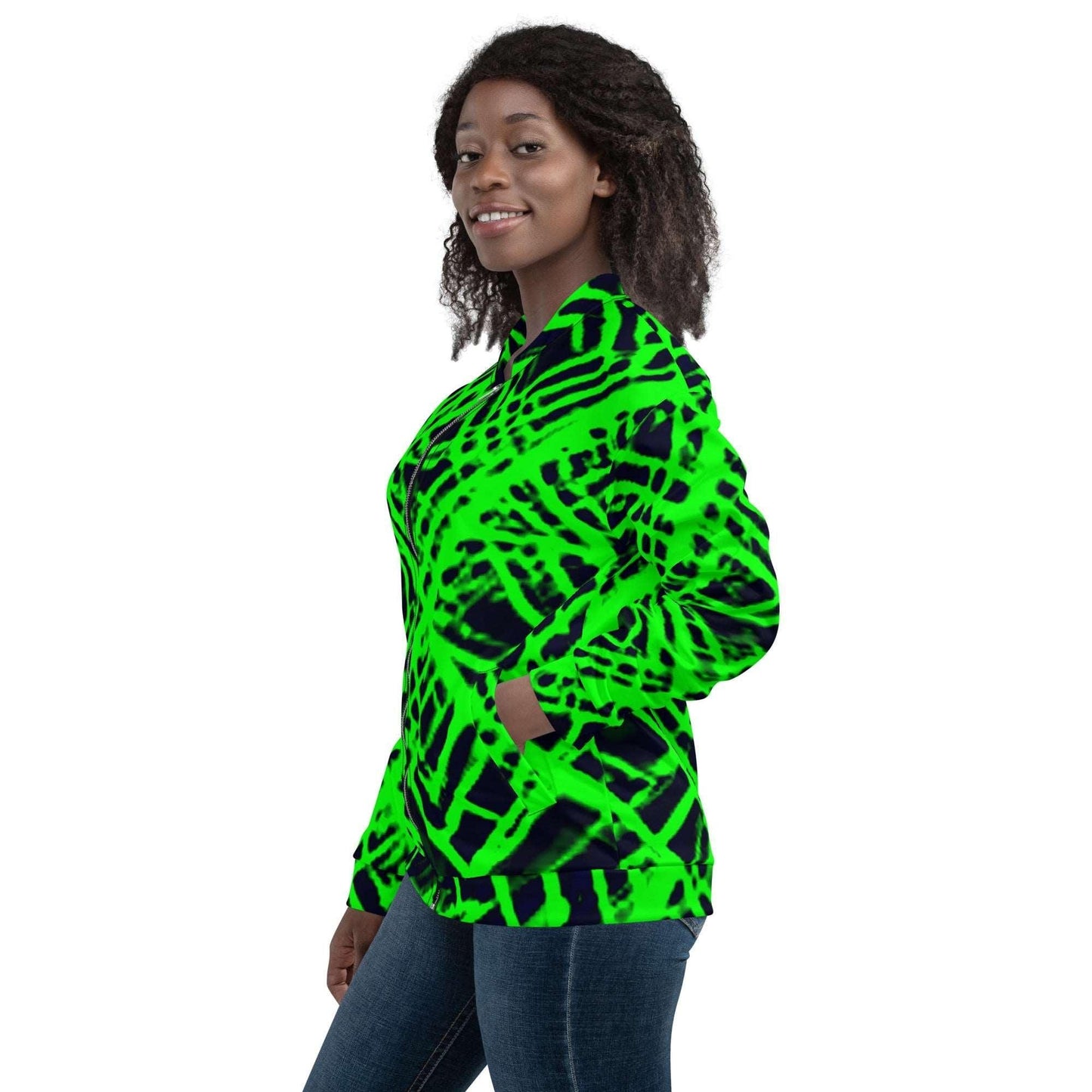 GREEN BLACK Co-Lab Unisex Bomber Jacket Coat - Lizard Vigilante