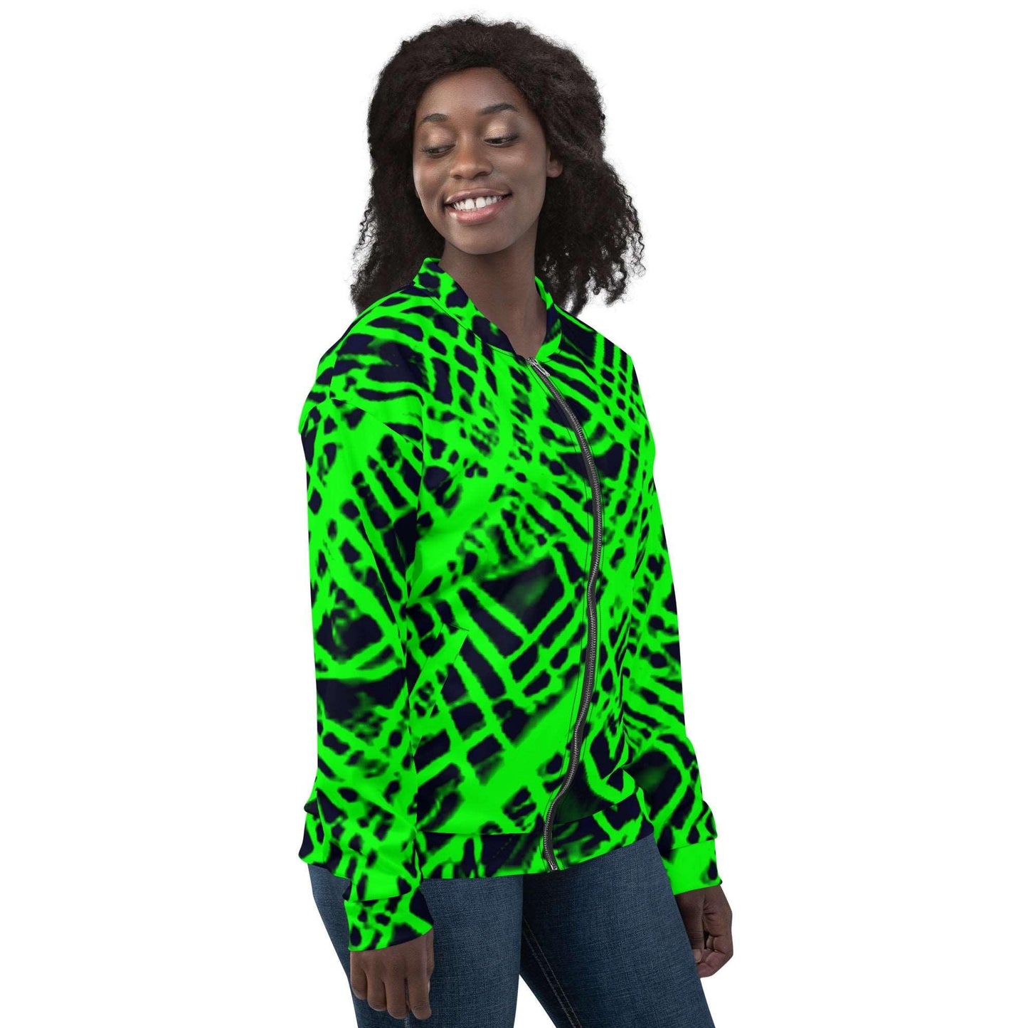 GREEN BLACK Co-Lab Unisex Bomber Jacket Coat - Lizard Vigilante