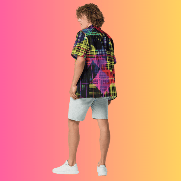 Vibrant Plaid Button Shirt for EDM Festivals and Raves