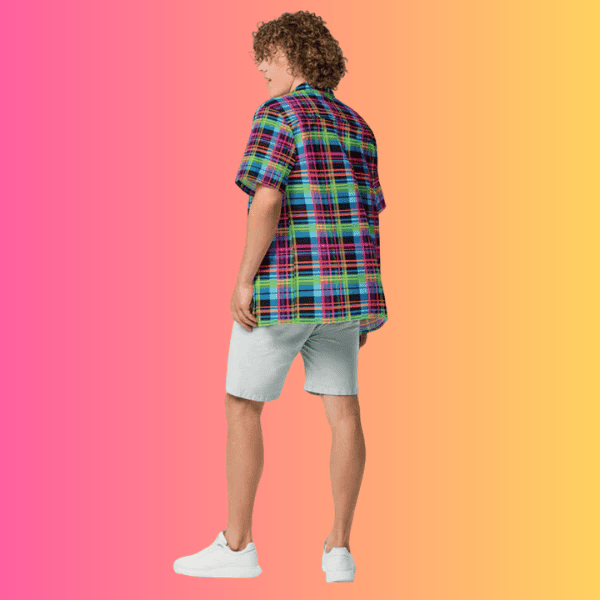 Vibrant Plaid Button-Up Shirt for Festival Vibes