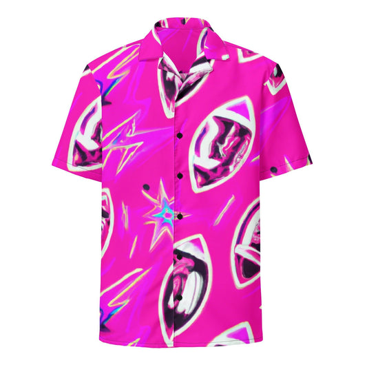 Pink Football Star Unisex Button Shirt - Lizard Vigilante