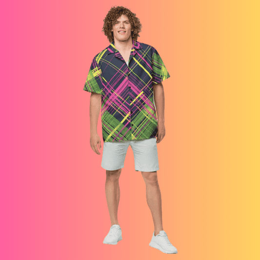 Vibrant Plaid Festival Button-Up Shirt