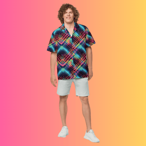 Vibrant Plaid Button-Up Shirt for Raves and Festivals