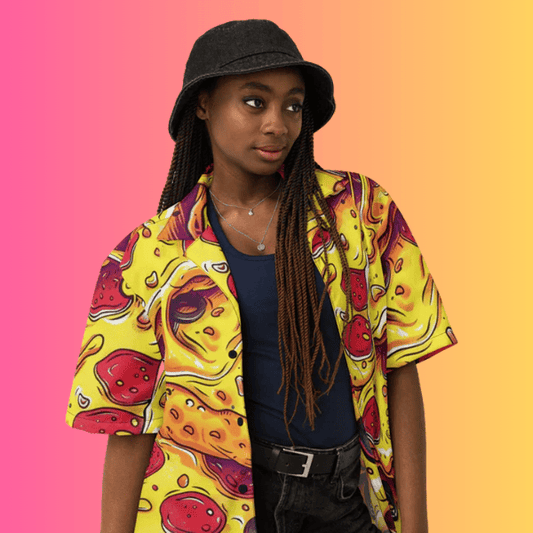 Melting Pizza Button Shirt - Ultimate Festival Vibes Gear